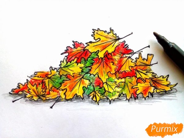 Рисование куча листвы