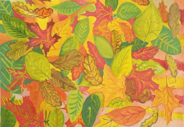 Осенний коврик из листьев