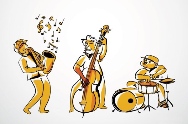Карикатуры музыканты джаз Бенд