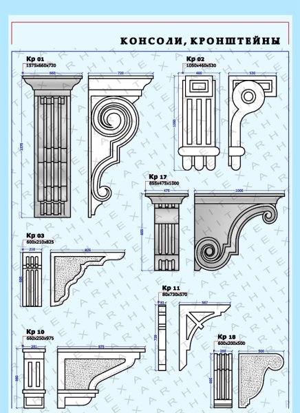 Чертеж декоративной консоли вид сбоку