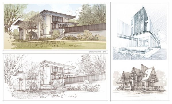 Антураж деревья архитектурная Графика отмывка