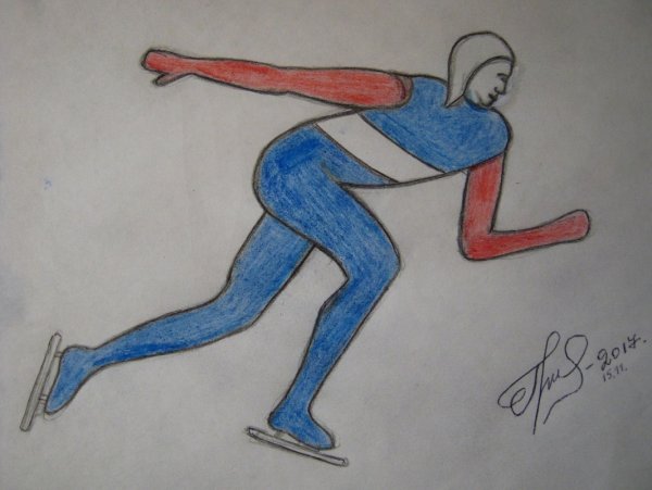 Конькобежец рисунок карандашом