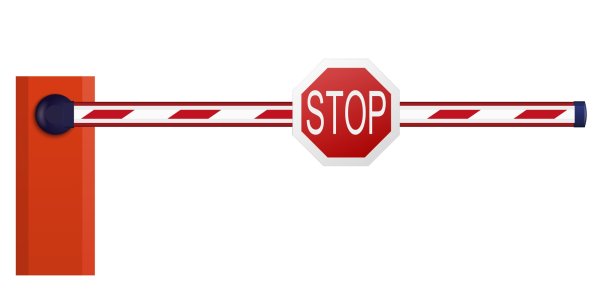 Шлагбаум со знаком стоп