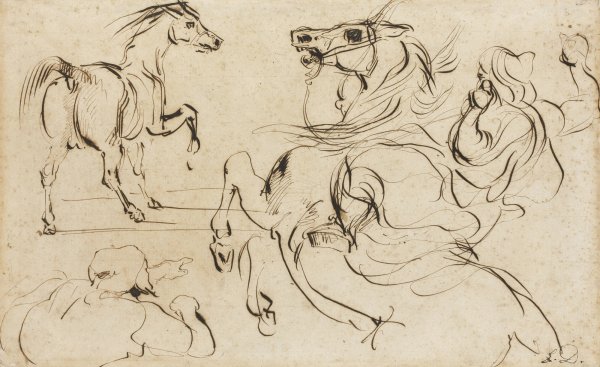 Эжен Делакруа Наброски лошади