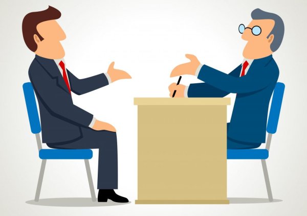 Собеседование на белом фоне