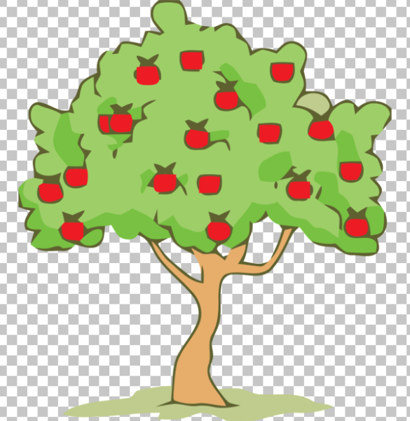 Рисунок яблони с яблоками для детей