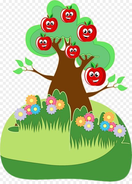 Мультяшное дерево с яблоками