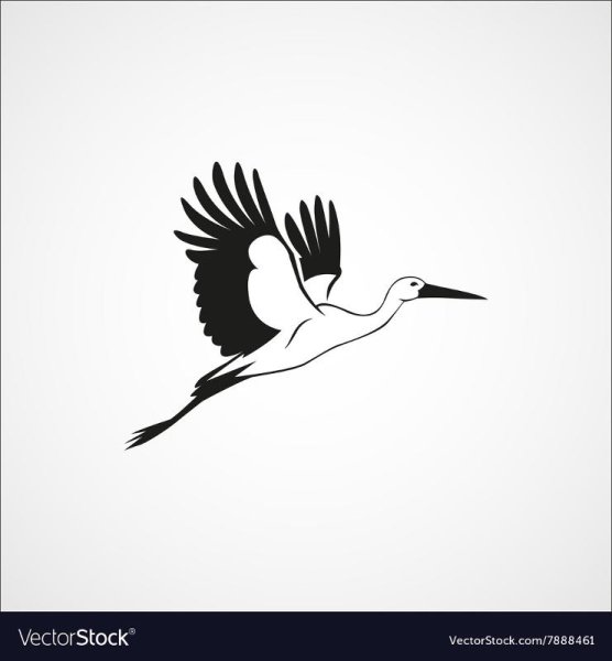 Силуэт аиста в полете