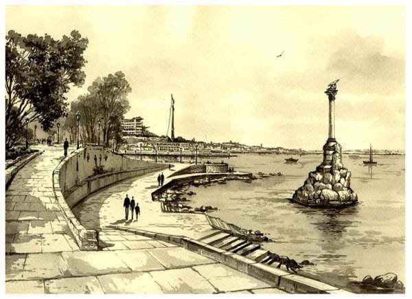 Памятник затопленным кораблям в Севастополе