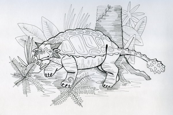 Раскраска динозавр Анкилозавр