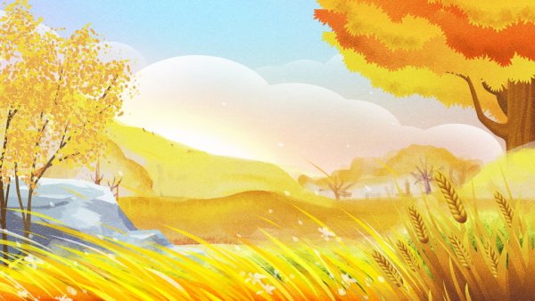 Осень пейзаж мультяшный