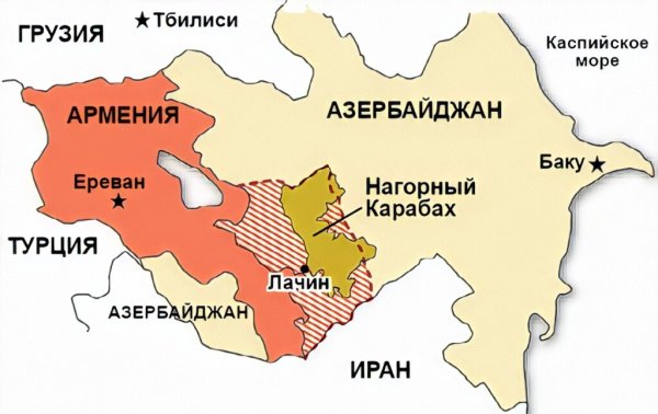 Границы Нагорного Карабаха на карте