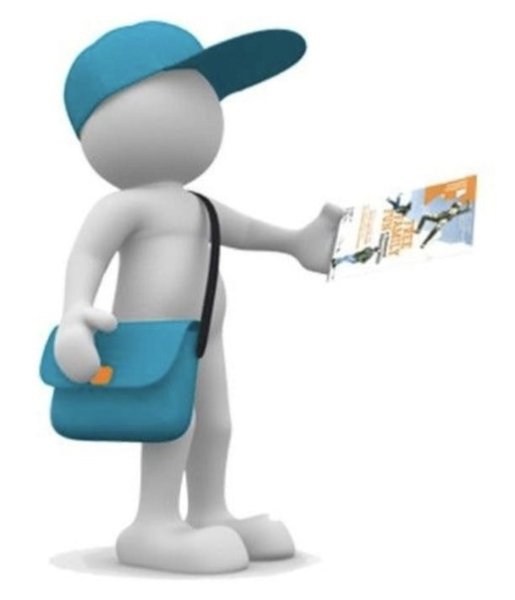 Человечек раздает листовки