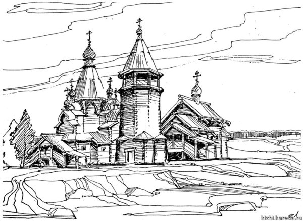 Архитектурный ансамбль Кижи рисунок