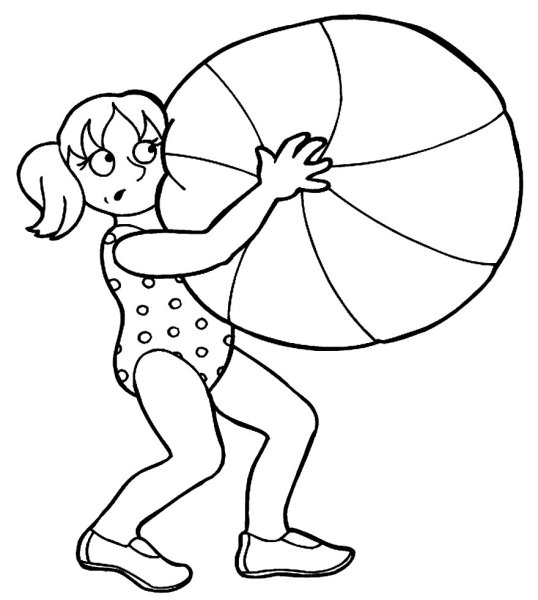 Раскраска девочка с мячом