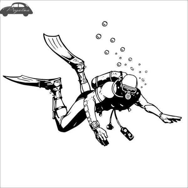 Аквалангист нарисованный