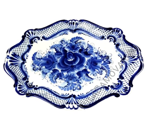 Гжель эмаль поднос КМЗ