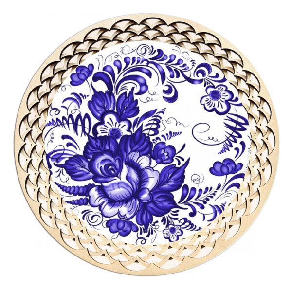 Гжельская роспись тарелка