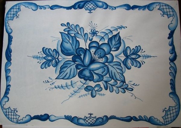 Гжельская роспись красками