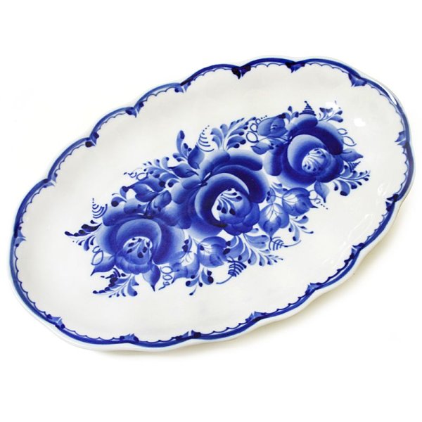 Тарелка с элементами Гжель