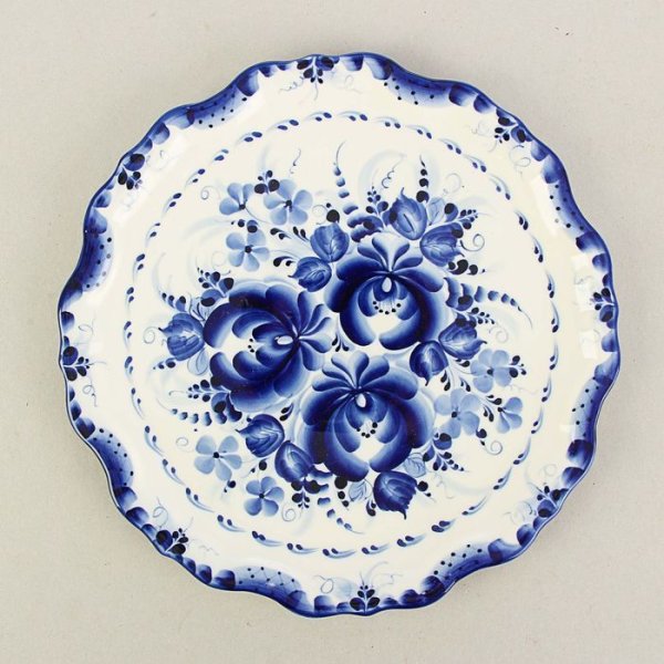 Роспись подноса в стиле Гжель.