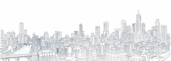 Панорама города карандашом