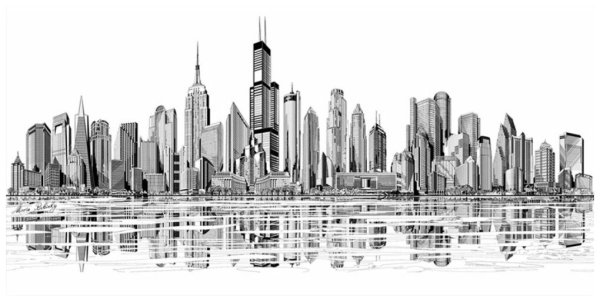 Панорама города на белом фоне