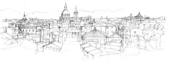 Панорама города в графике