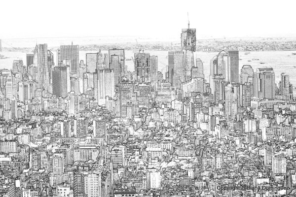 Город Мегаполис карандашом