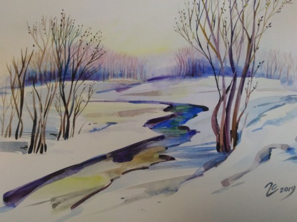 Рисование весеннего пейзажа