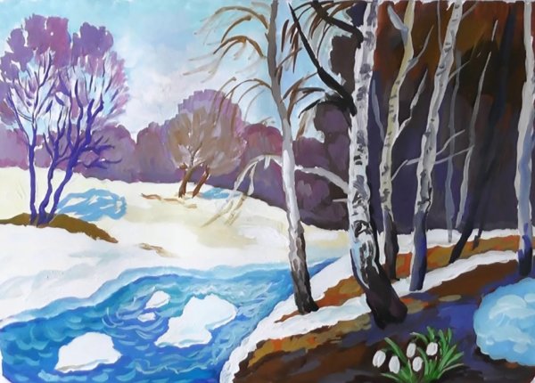 Рисование весеннего пейзажа