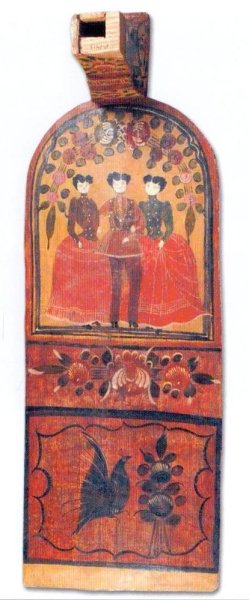 Донце прялки Городецкая роспись