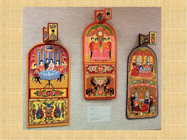 Кичменгско Городецкая роспись прялка