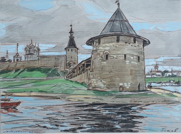 Рисование Кремль Псков