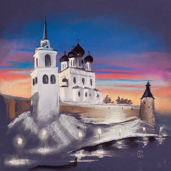 Псковский Кремль рисунок Псков