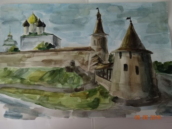 Троицкий собор рисование Псков