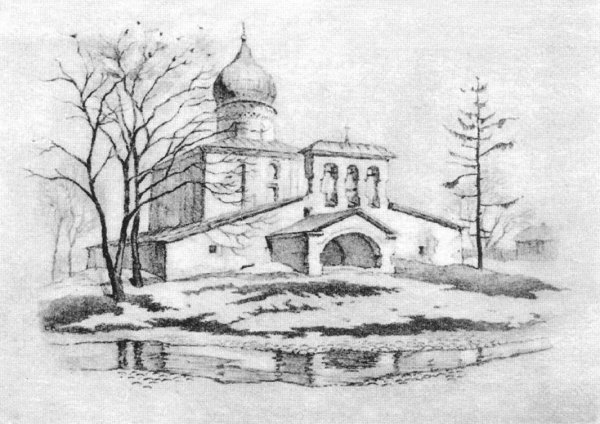 Зарисовка храма Псков