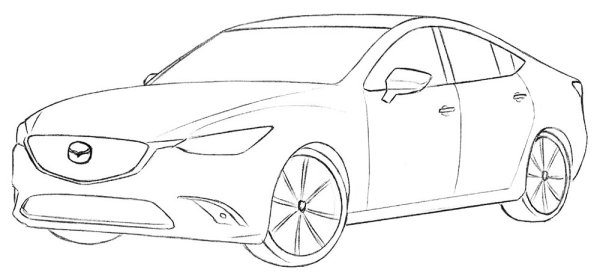 Трафарет Мазда 6 сбоку 2017