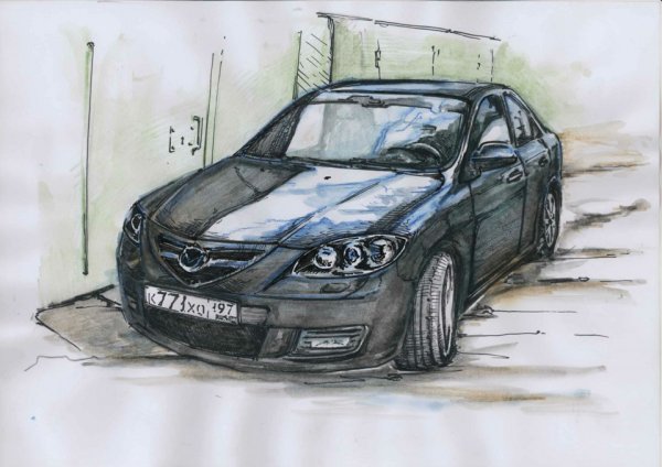Мазда 3 БК седан эскиз