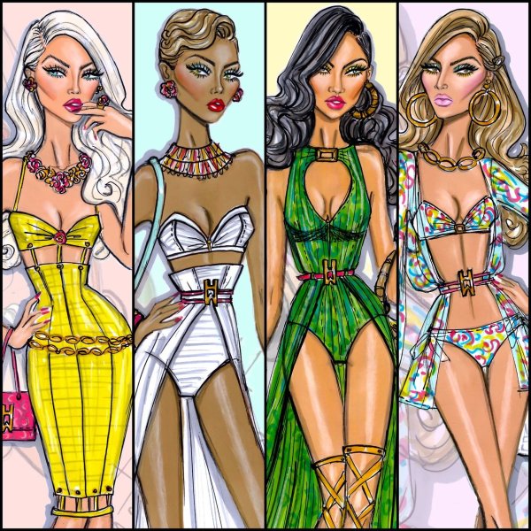 Нарисованные женские платья
