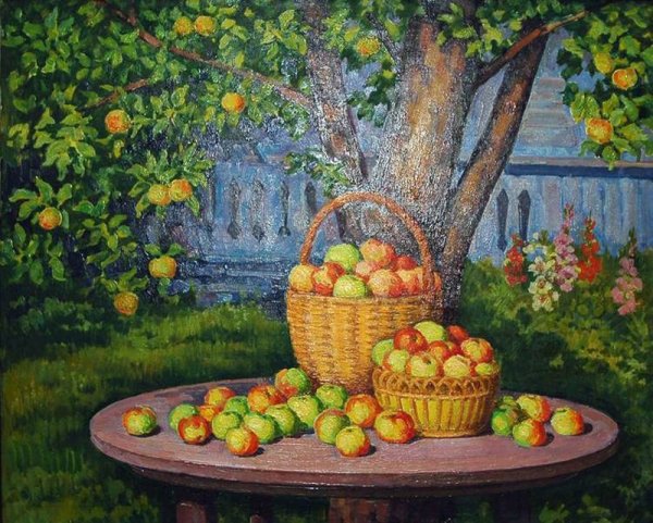 Август живопись яблочный спас