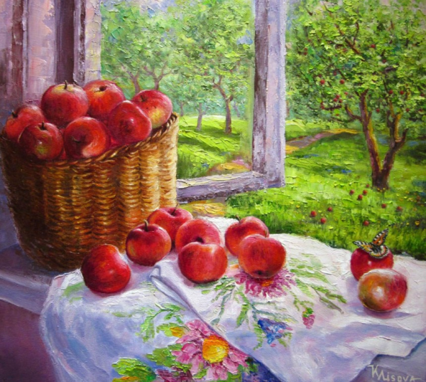 Яблоки живопись август Абакумов