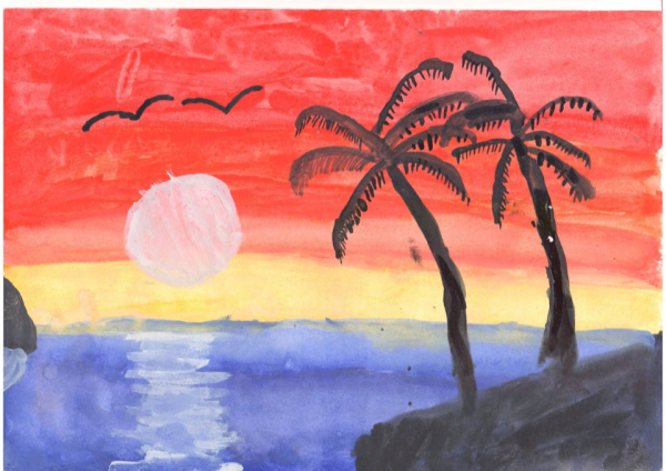 Рисование с детьми закат на море