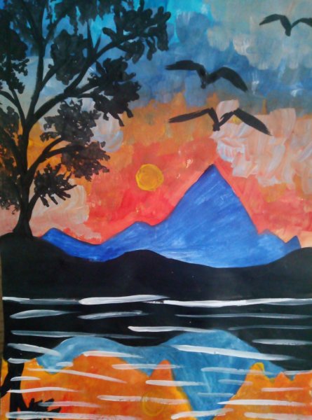 Рисование заката для детей