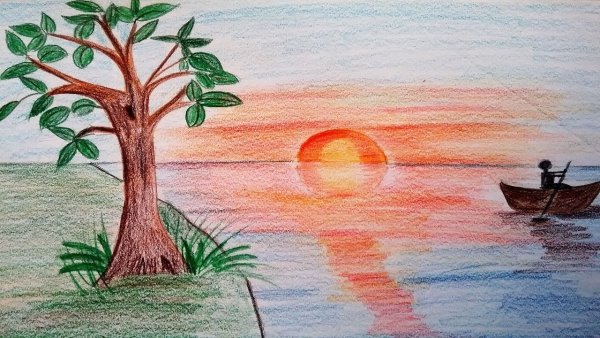 Закат рисунок для детей