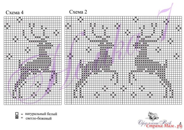 Схемы жаккарда для носков с оленями