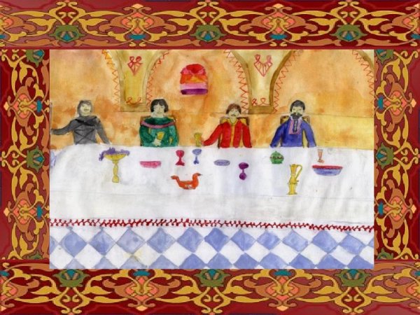 Раскраска праздничный пир