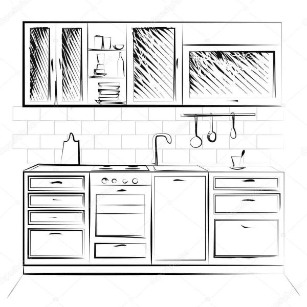 Схематичный набросок кухни
