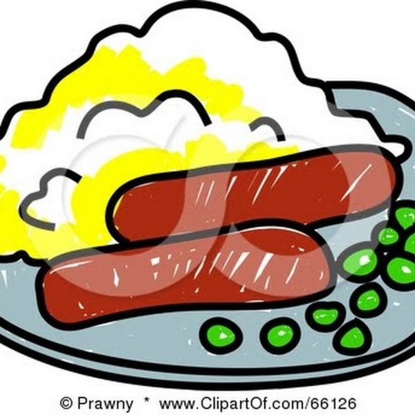 Сосиски на тарелке рисунок