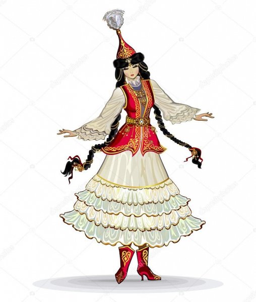 Национальная одежда казахов вектор